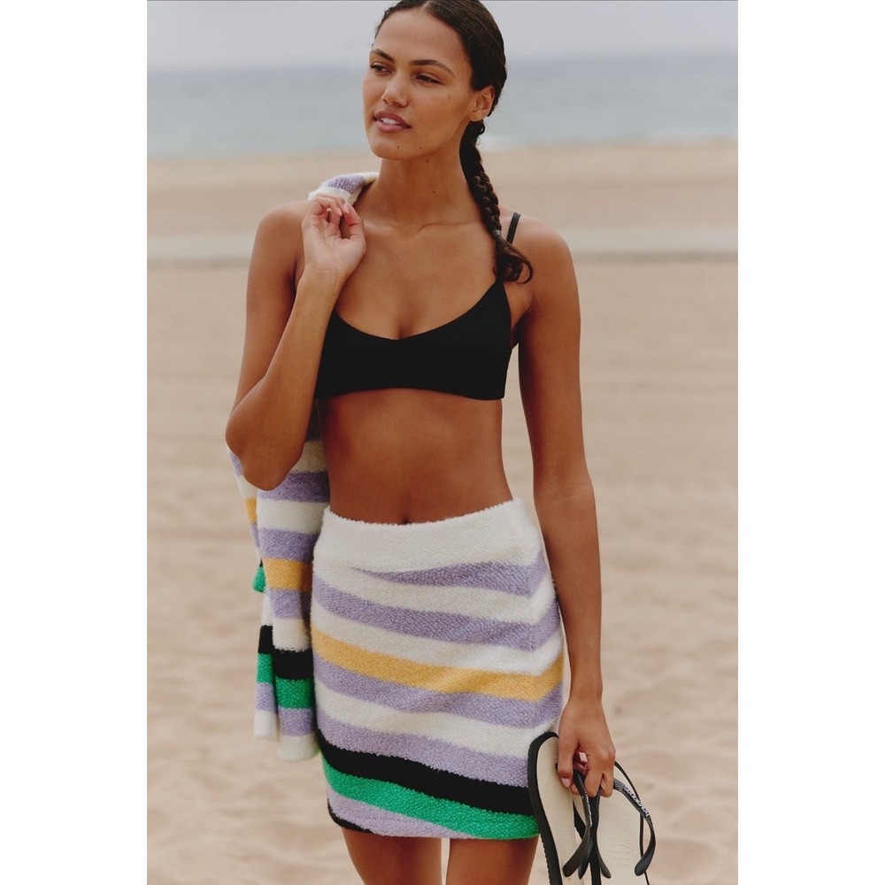 NWT Daily Practice Anthropologie Striped Fuzzy Knit‎ Mini Skirt Womens XL
